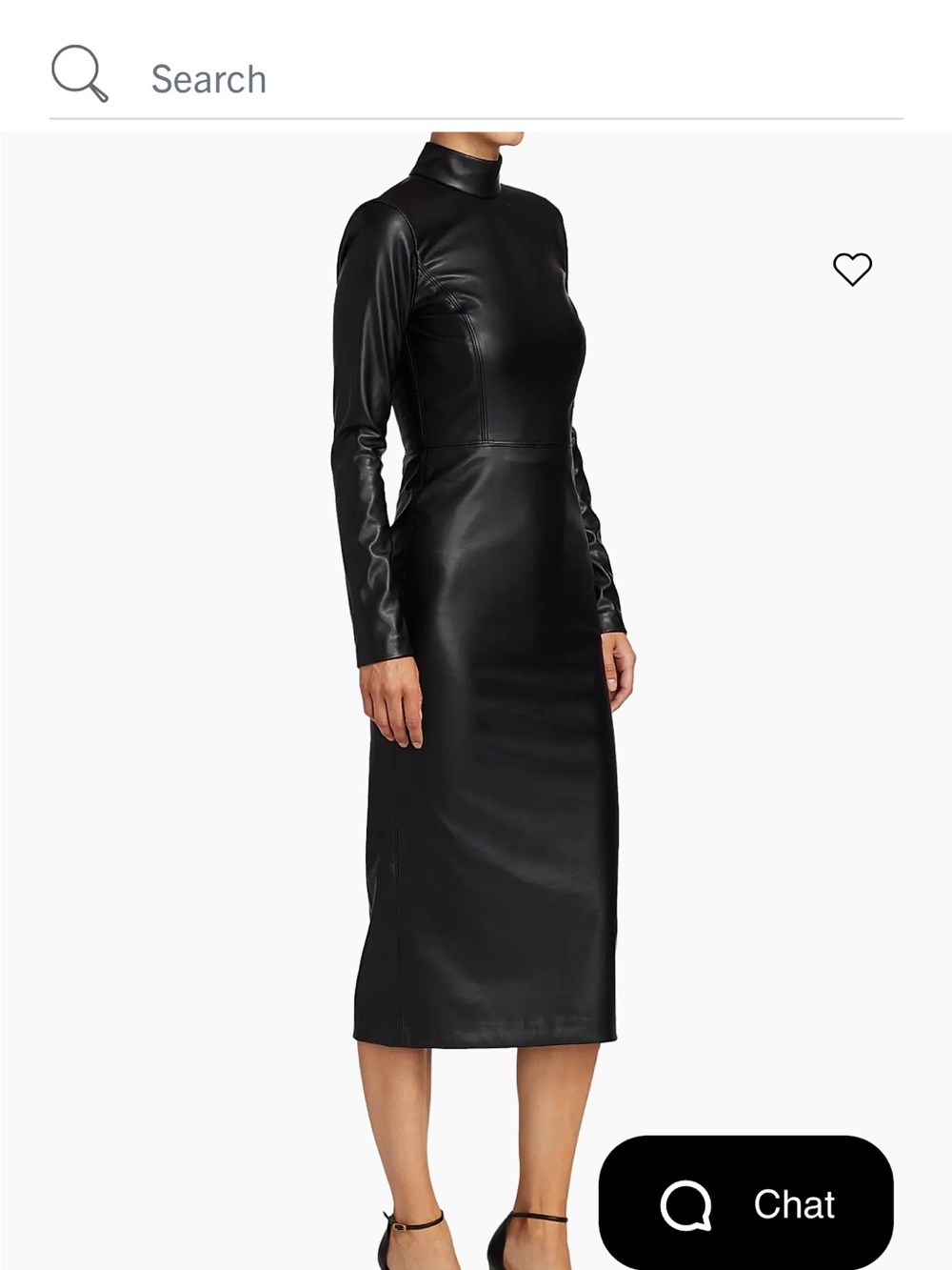 Black Faux Leather Turtleneck Midi Dress